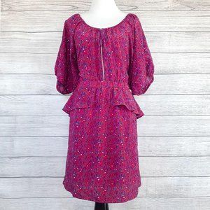 Rebecca Taylor 100% Silk Peplum Confetti Dress